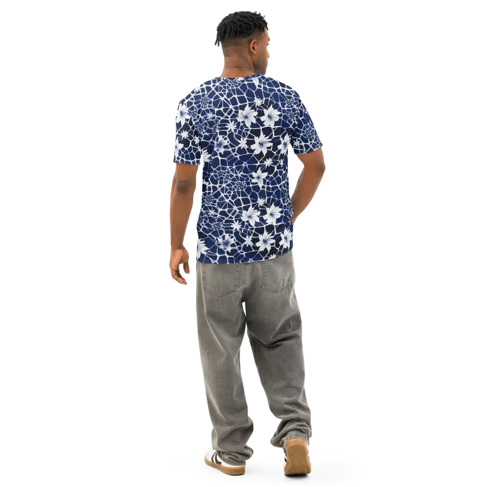 Midnight Wildflower on Men's Cotton Crew Neck T-Shirt — Back
