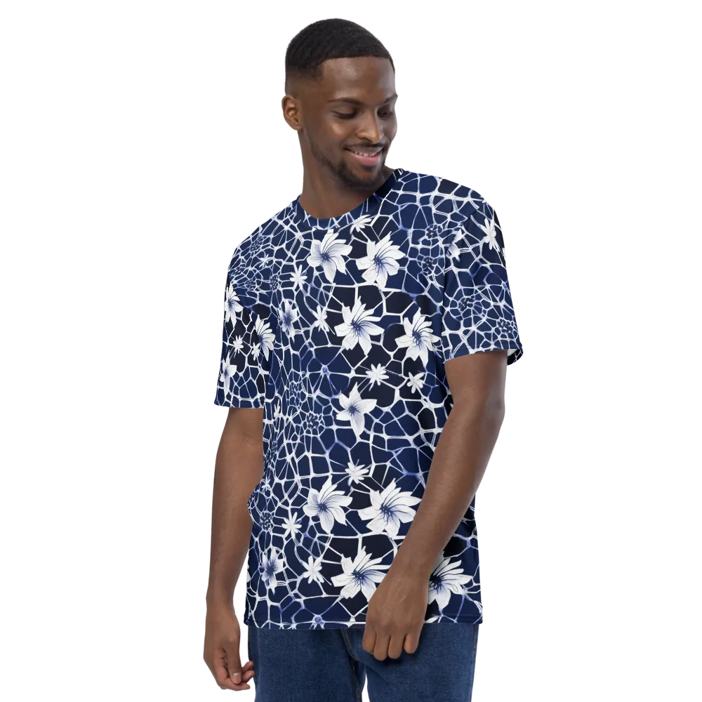 Midnight Wildflower on Men's Crew Neck T-Shirt — Left