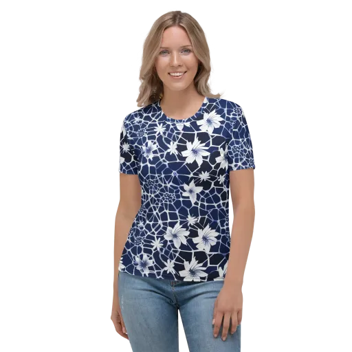 Midnight Wildflower on a Women's Crew Neck T-Shirt