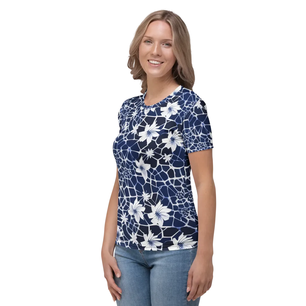 Midnight Wildflower on Women's Crew Neck T-Shirt — Left