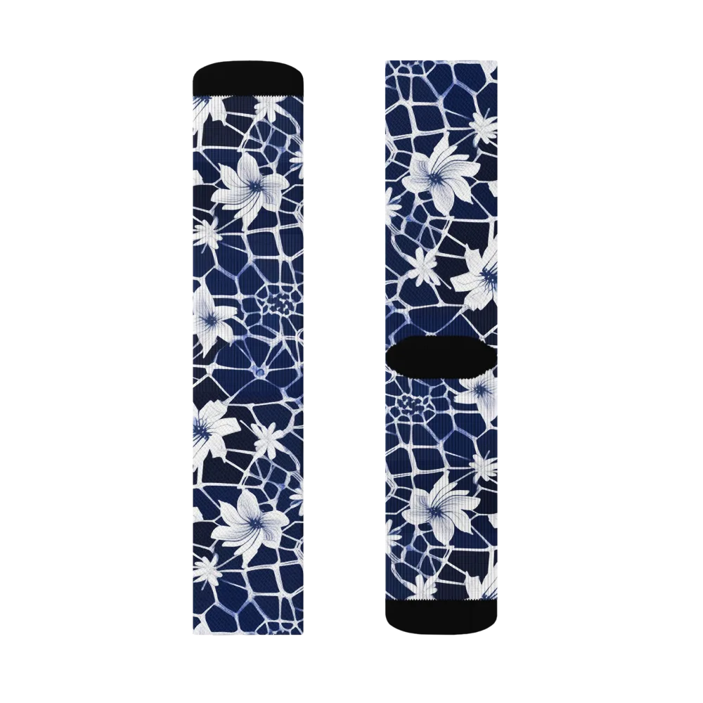 Midnight Wildflower on Socks — Right Sock