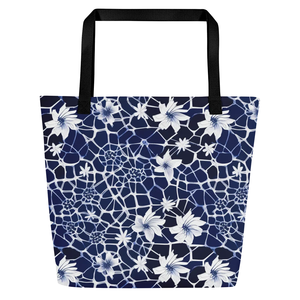 Midnight Wildflower on Large Tote Bag W/ Pocket — Front