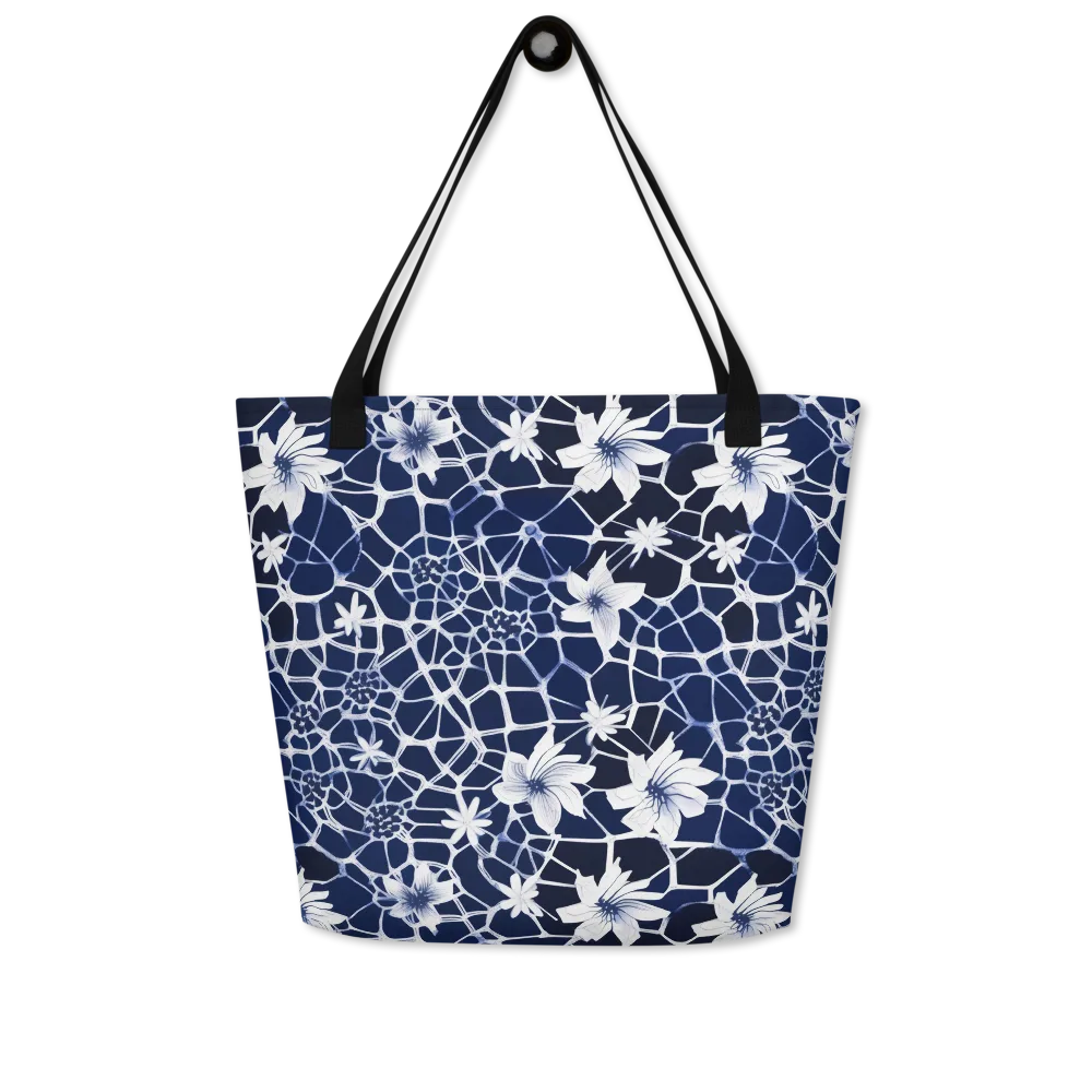 Midnight Wildflower on Large Tote Bag W/ Pocket — Front