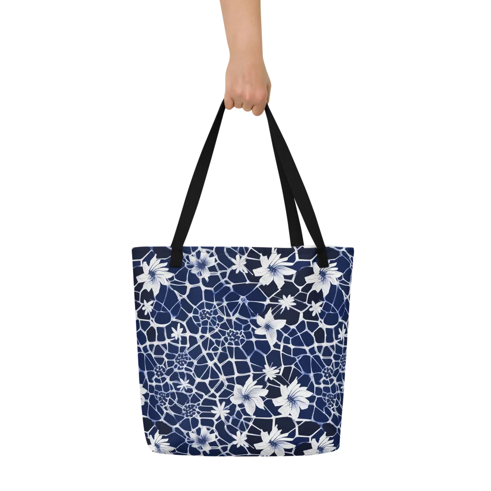 Midnight Wildflower on Large Tote Bag W/ Pocket — Front
