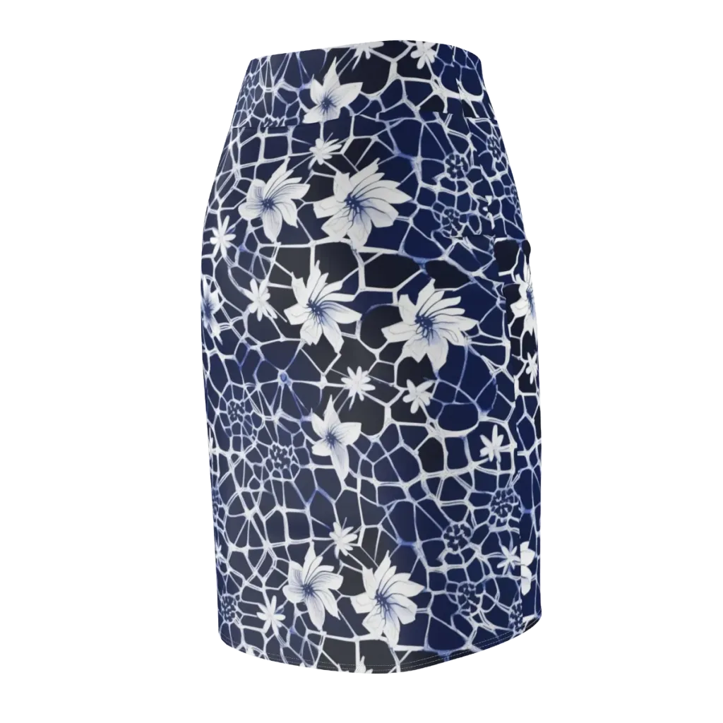Midnight Wildflower on Pencil Skirt — Back Side