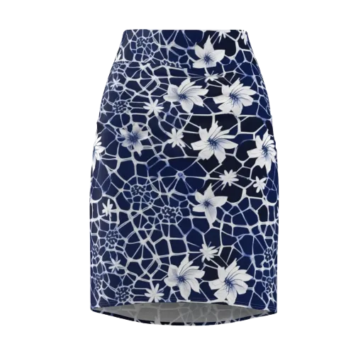 Midnight Wildflower on a Pencil Skirt