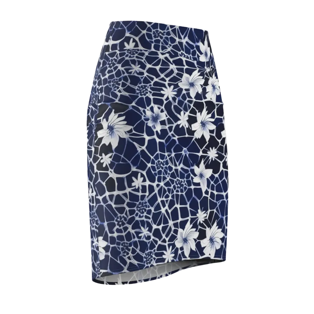 Midnight Wildflower on Pencil Skirt — Front Side