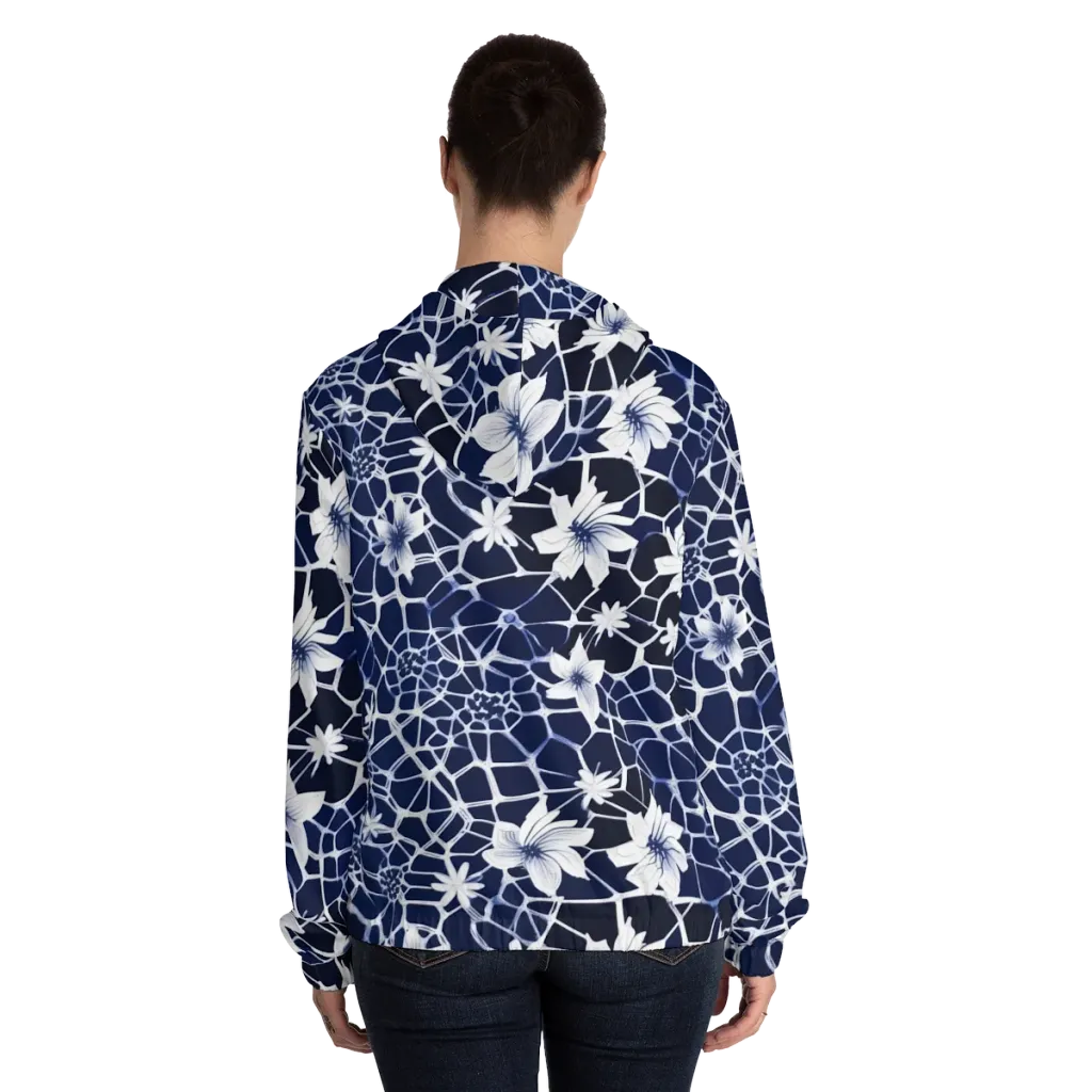 Midnight Wildflower on Women's Full-Zip Hoodie — Back On Person