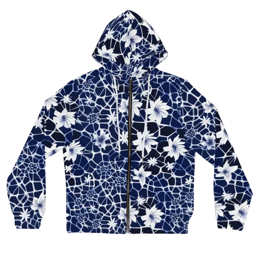 Midnight Wildflower on a Women's Full-Zip Hoodie
