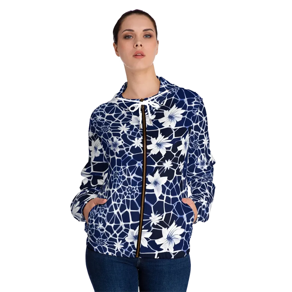 Midnight Wildflower on Women's Full-Zip Hoodie — Front On Person