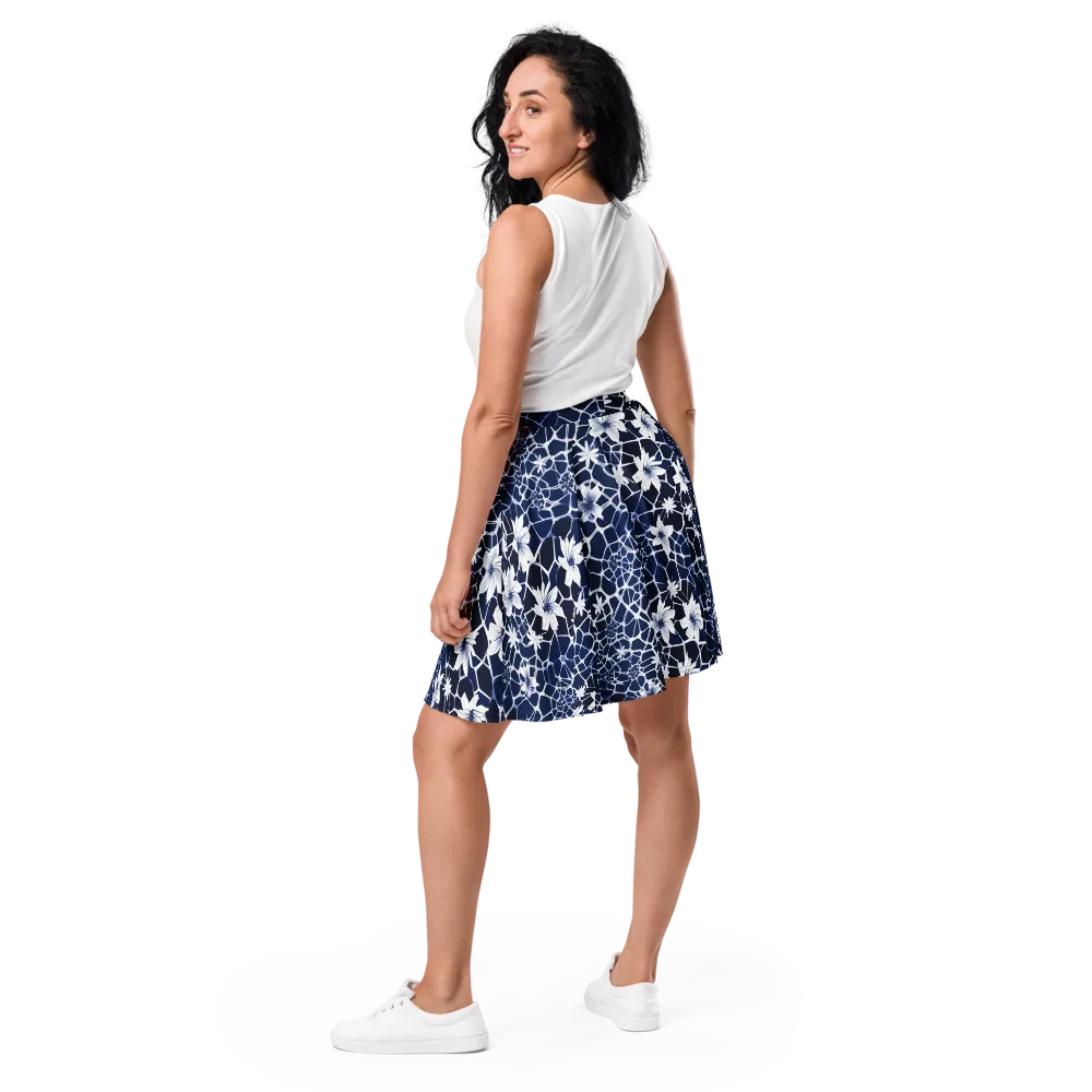 Midnight Wildflower on Skater Skirt — Back