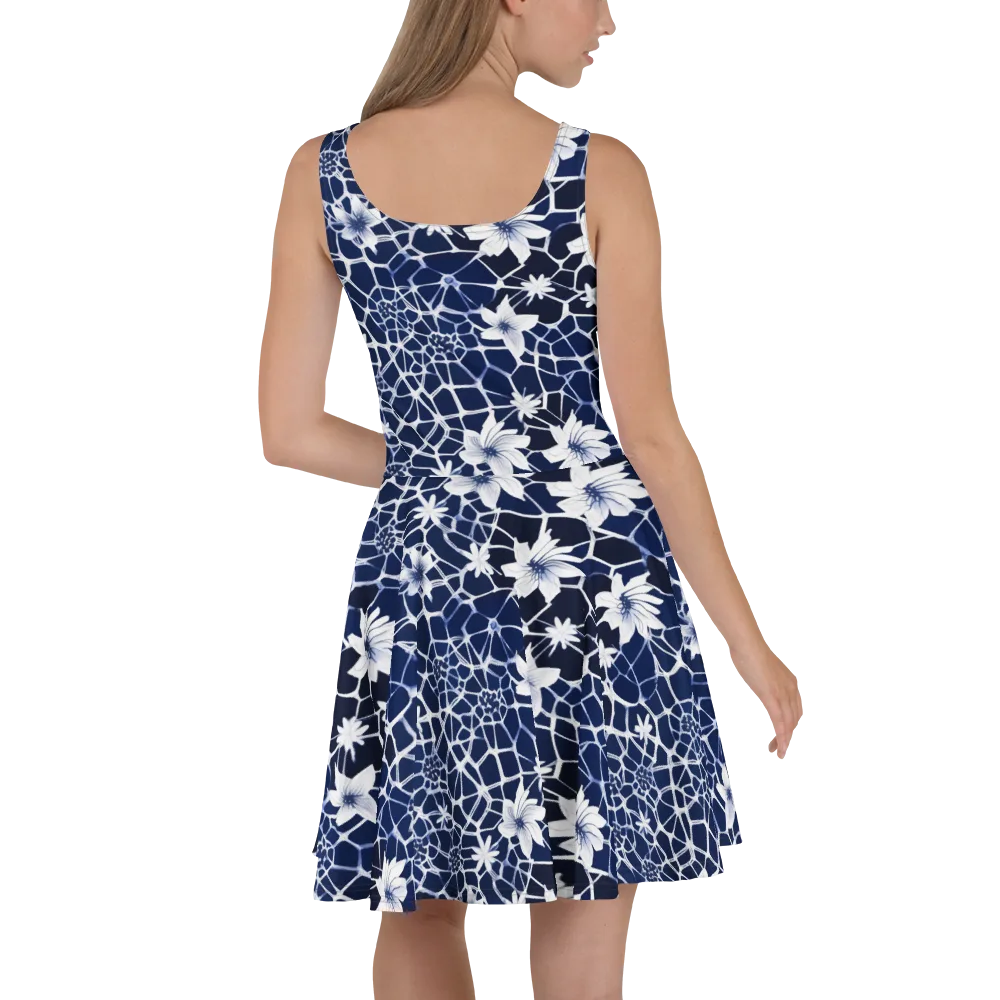 Midnight Wildflower on Skater Dress — Back