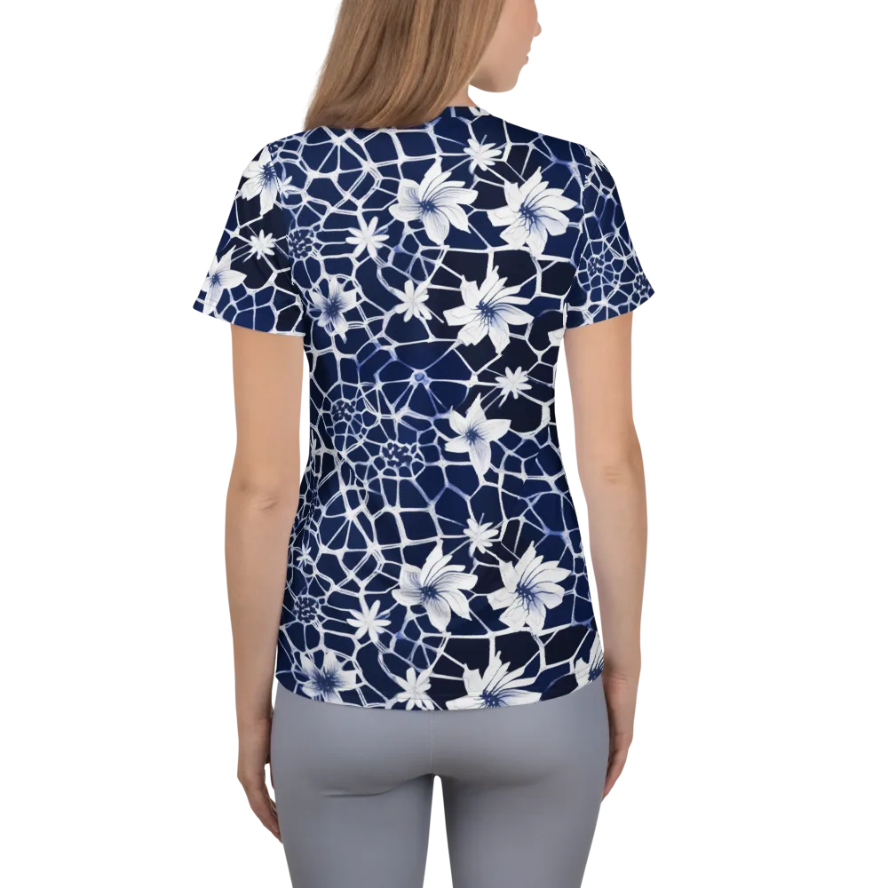 Midnight Wildflower on Women's Athletic T-Shirt — Back
