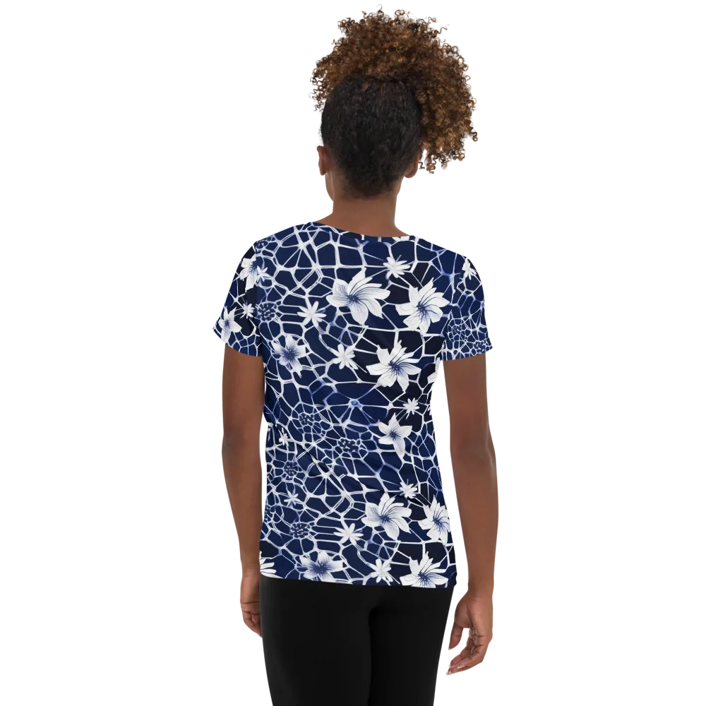 Midnight Wildflower on Women's Athletic T-Shirt — Back
