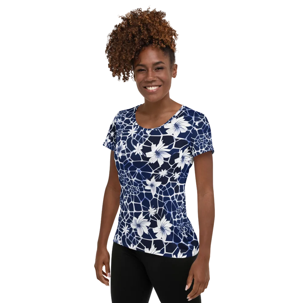 Midnight Wildflower on Women's Athletic T-Shirt — Left