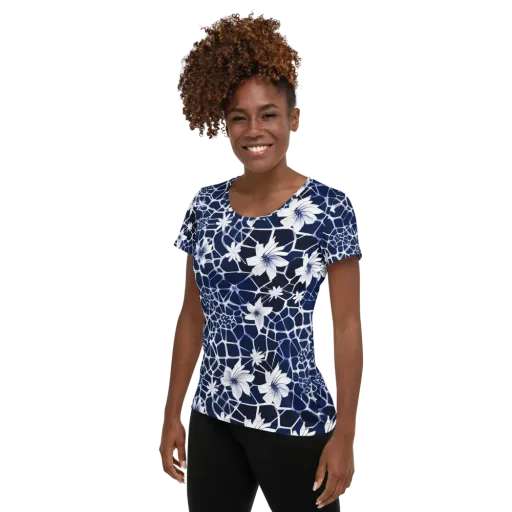 Midnight Wildflower on a Women's Athletic T-Shirt