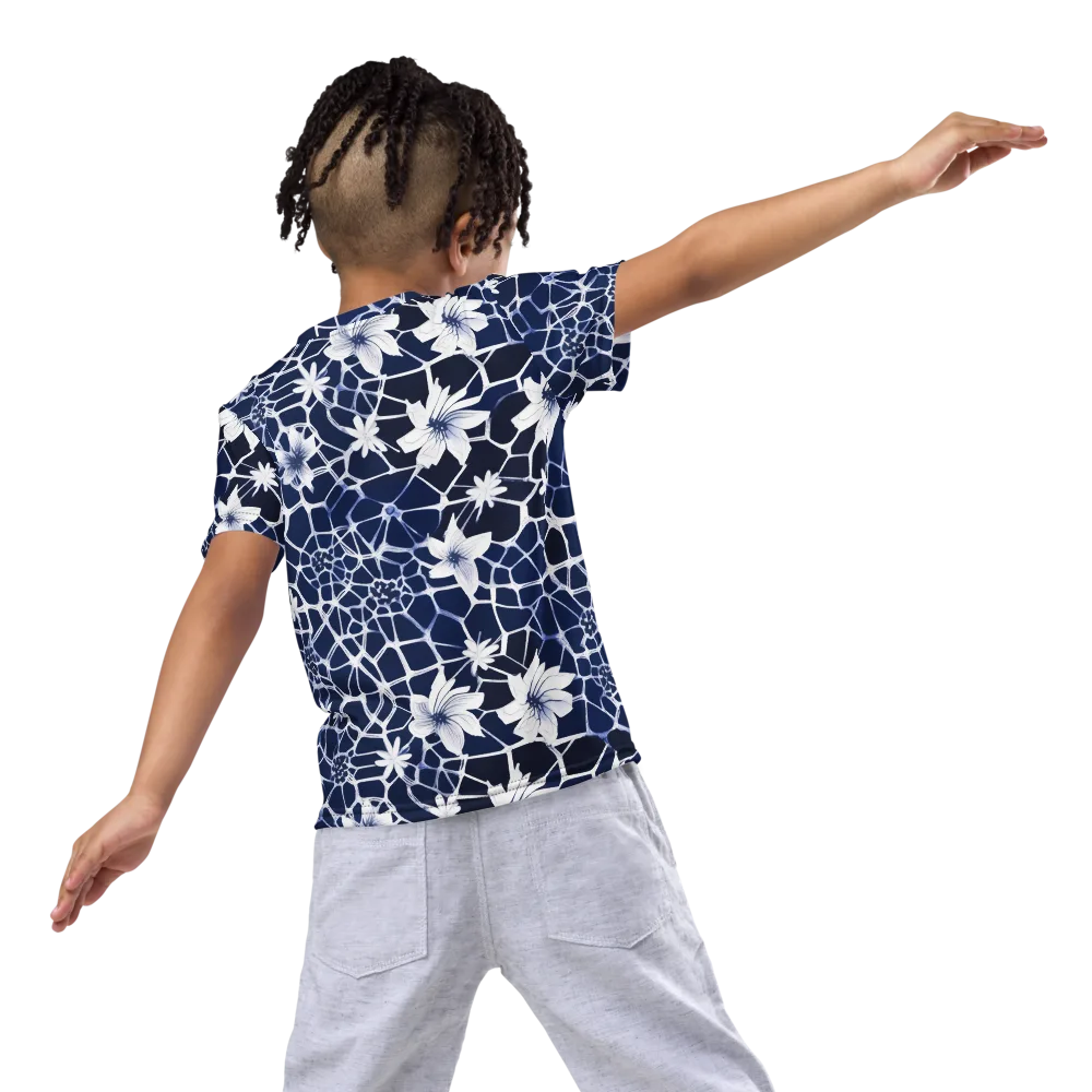 Midnight Wildflower on Kids Crew Neck T-Shirt — Back