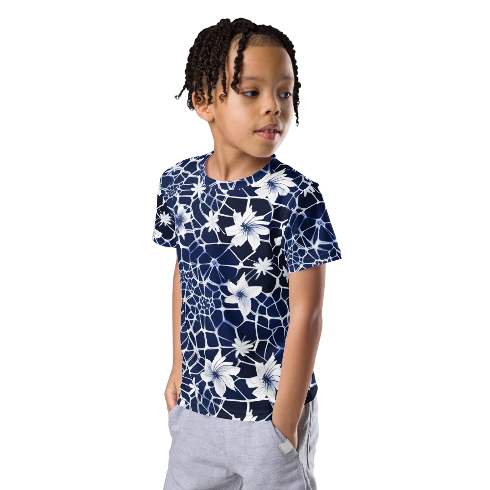 Midnight Wildflower on Kids Crew Neck T-Shirt — Left Front