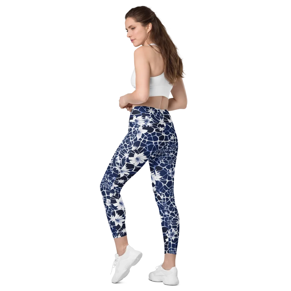 Midnight Wildflower on Leggings with Pockets — Left Back