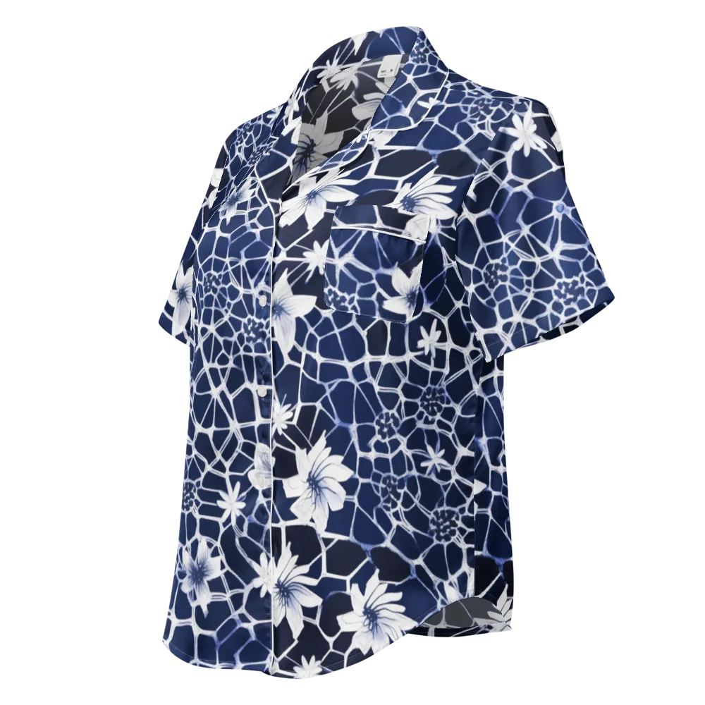 Midnight Wildflower on Women's Short Sleeve Pajama Top — Left Front