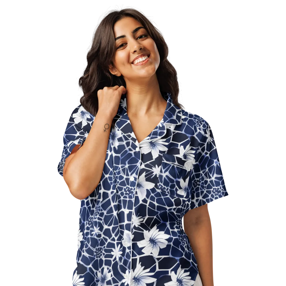 Midnight Wildflower on Women's Short Sleeve Pajama Top — Front