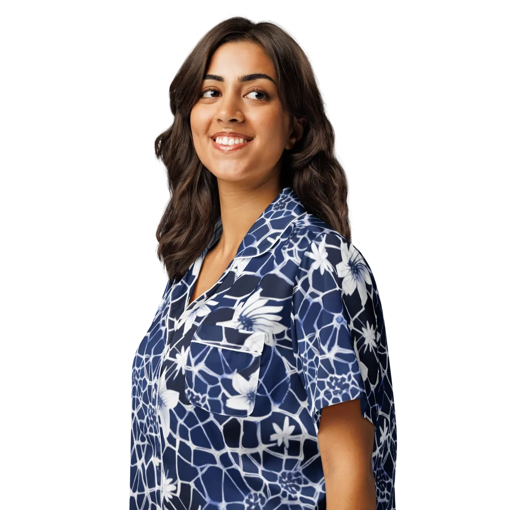 Midnight Wildflower on Women's Short Sleeve Pajama Top — Left Front