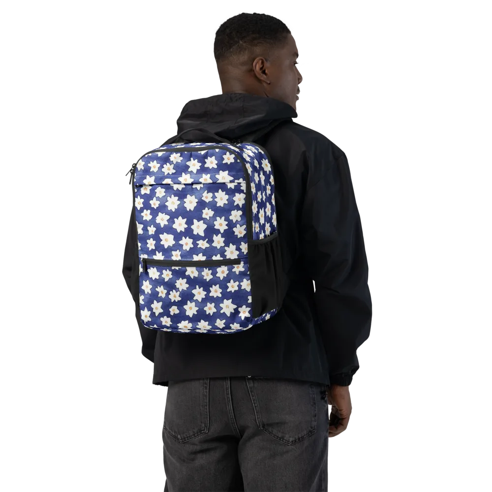 Indigo Blossom Drift on Utility Backpack — Back