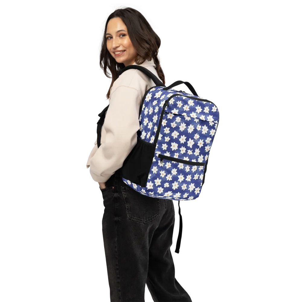 Indigo Blossom Drift on Utility Backpack — Back