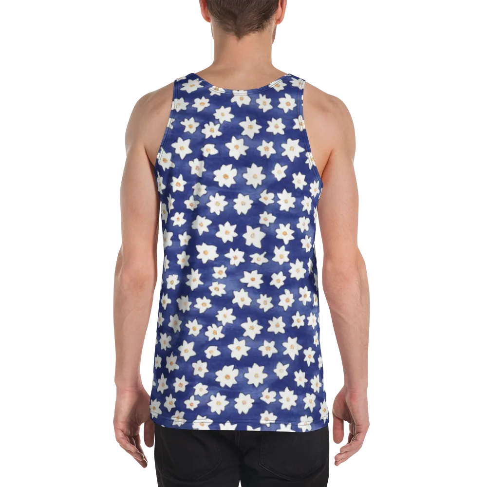 Indigo Blossom Drift on Men's Tank Top — Back