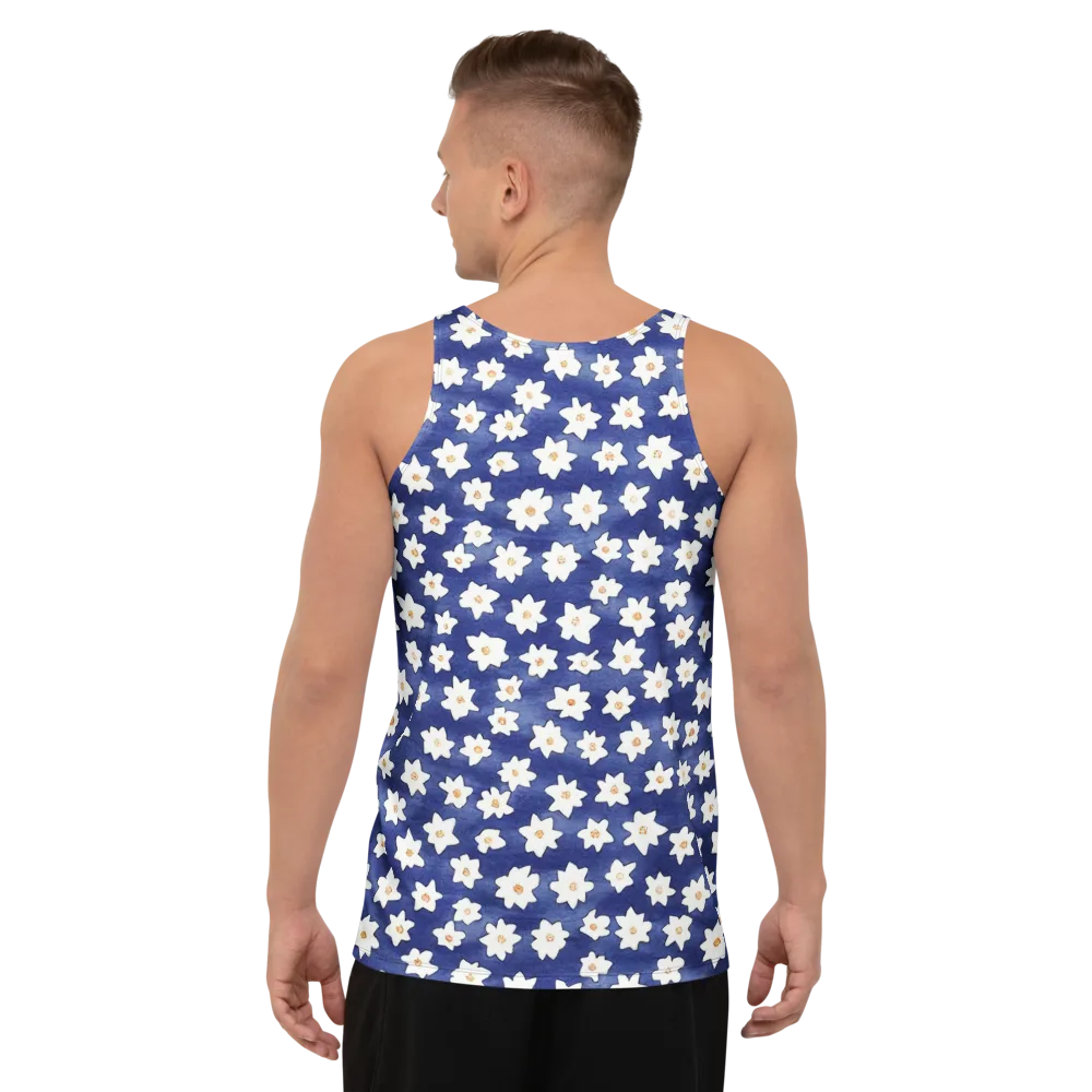 Indigo Blossom Drift on Men's Tank Top — Back