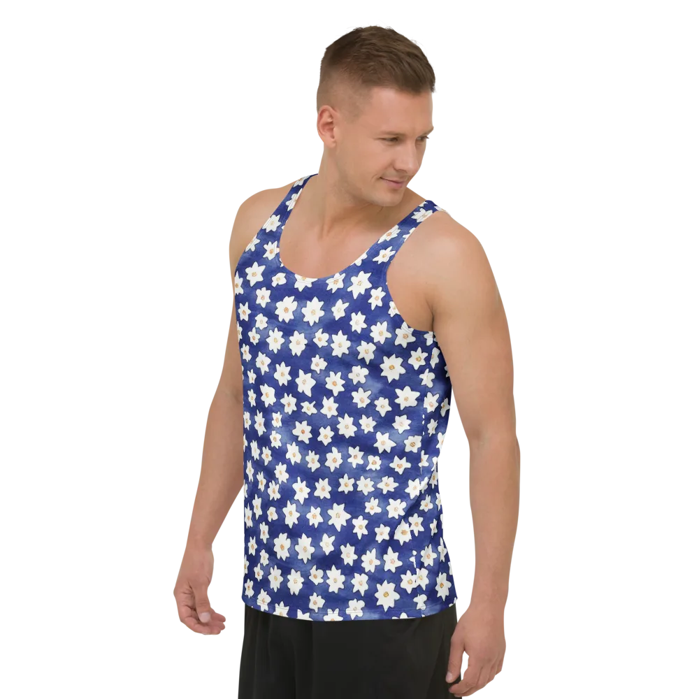 Indigo Blossom Drift on Men's Tank Top — Left Front