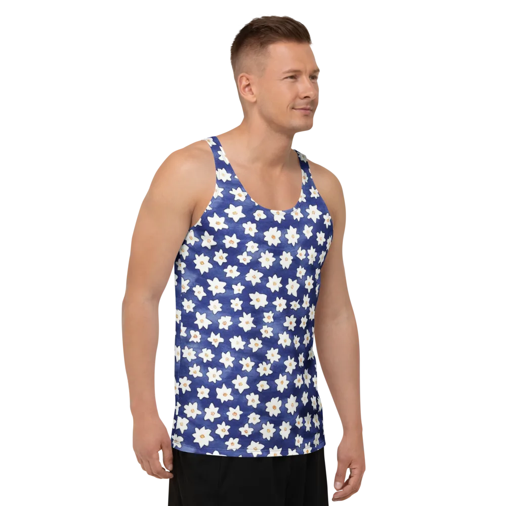 Indigo Blossom Drift on Men's Tank Top — Right Front