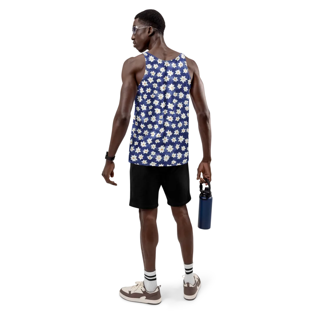 Indigo Blossom Drift on Men's Tank Top — Back