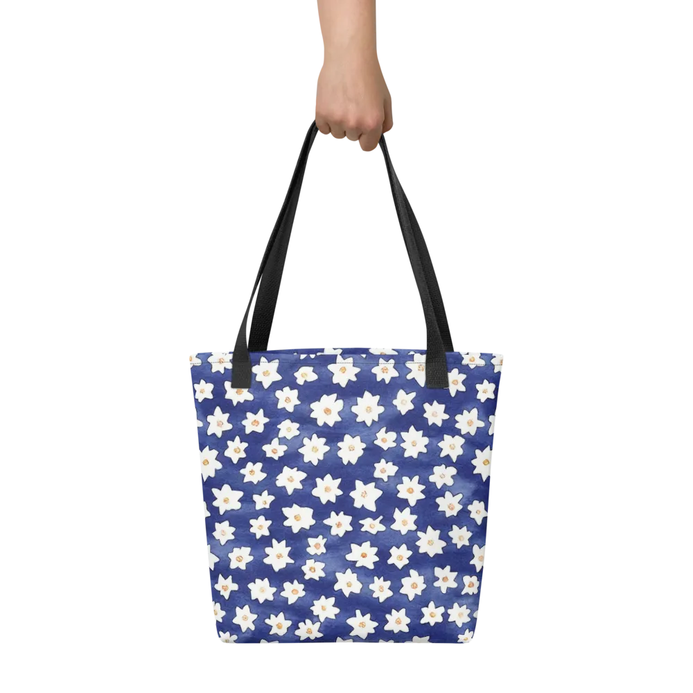 Indigo Blossom Drift on Tote Bag — Front