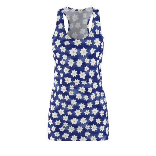 Indigo Blossom Drift on a Racerback Dress