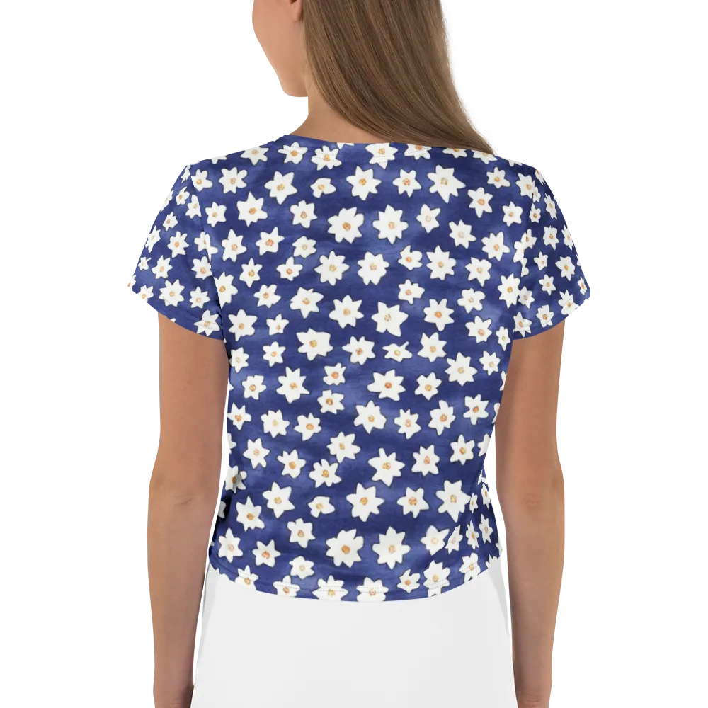 Indigo Blossom Drift on Crop Tee — Back