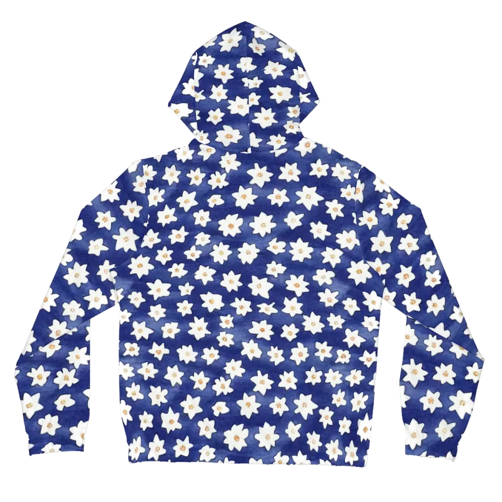 Indigo Blossom Drift on Women's Full-Zip Hoodie — Back