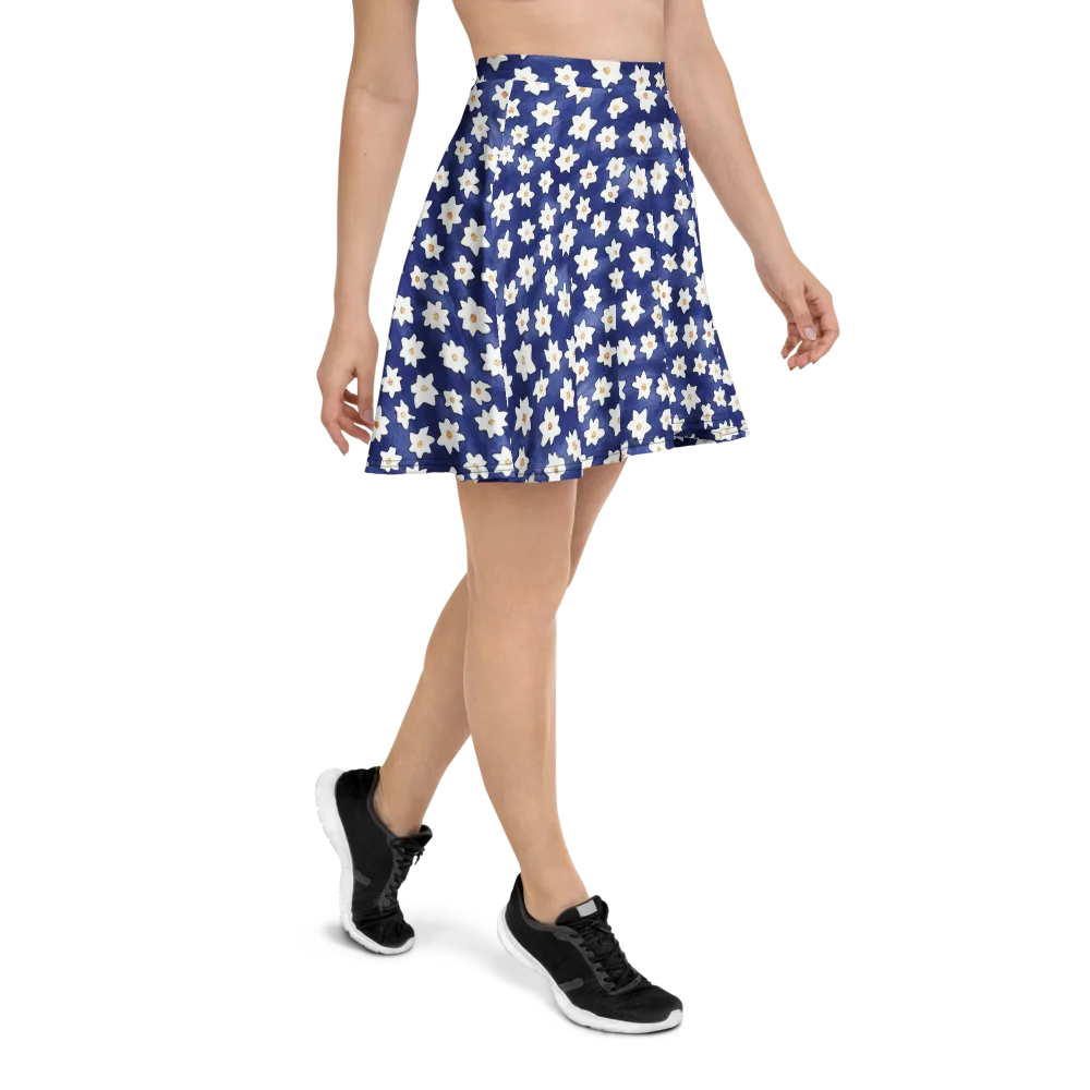Indigo Blossom Drift on Skater Skirt — Right