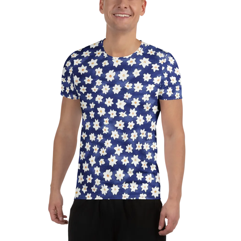 Indigo Blossom Drift on Men's Athletic T-Shirt — Front