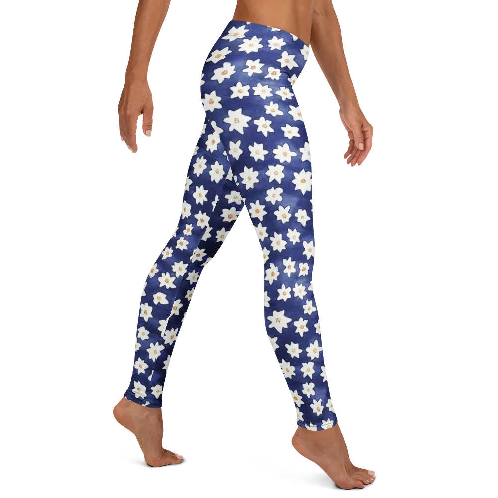 Indigo Blossom Drift on Leggings — Right