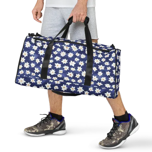 Indigo Blossom Drift on a Duffle Bag