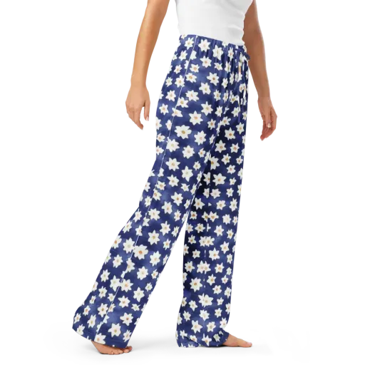 Indigo Blossom Drift on a Women's Pajama Pants