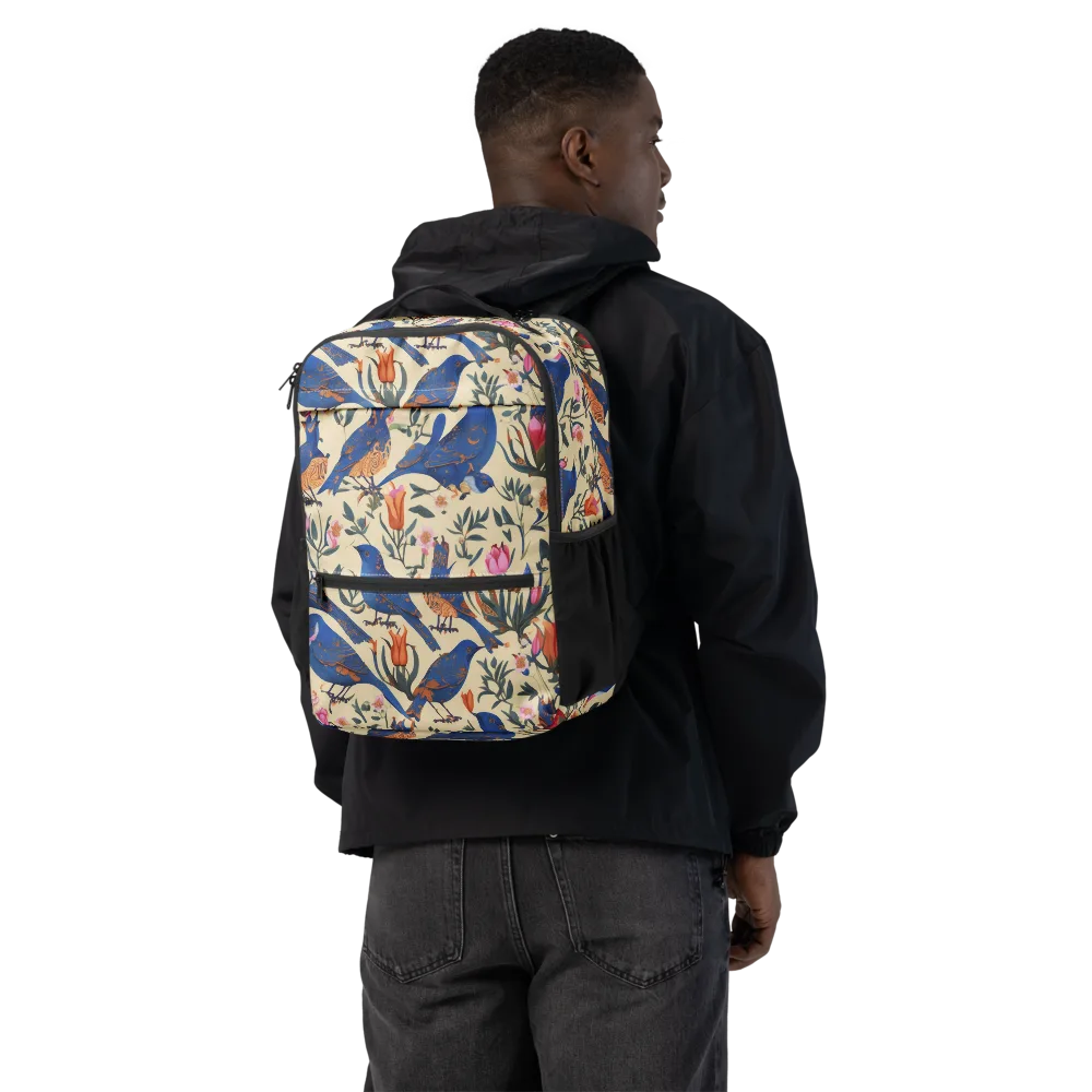 Cobalt Songbirds on Utility Backpack — Back