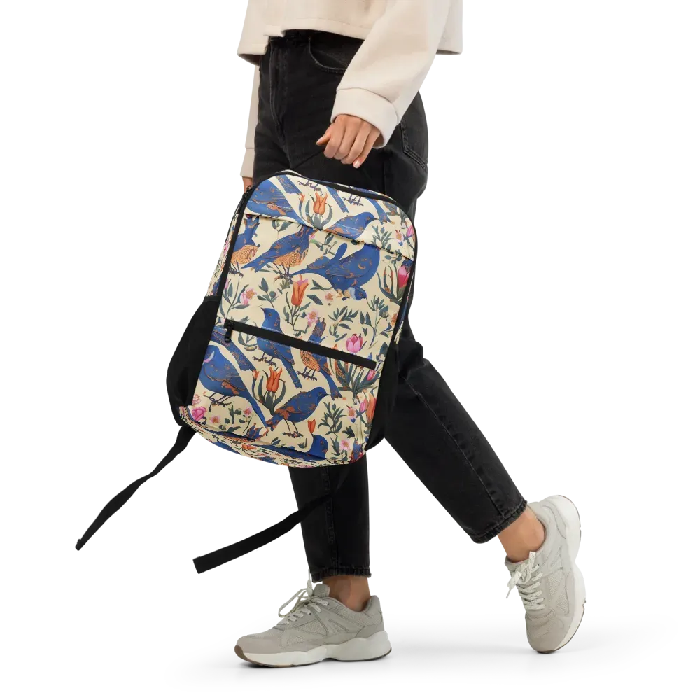 Cobalt Songbirds on Utility Backpack — Front