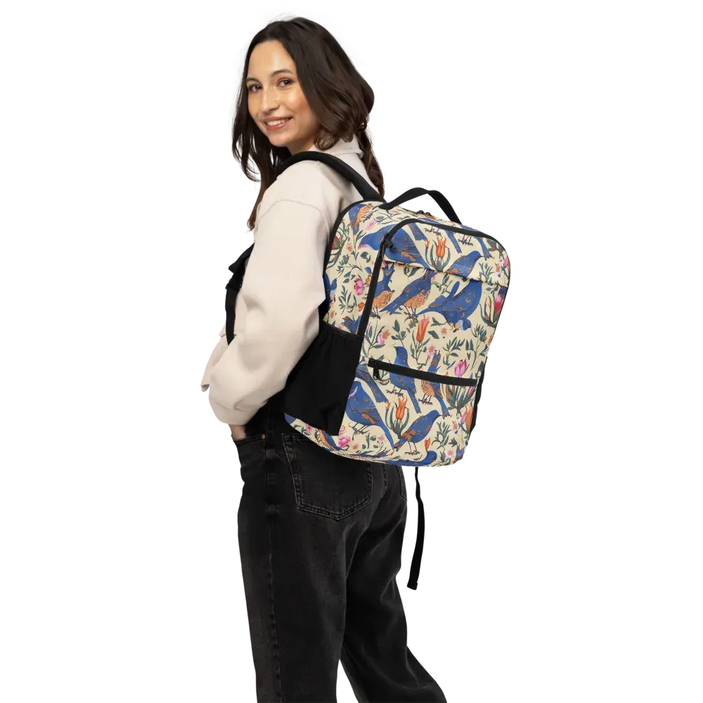 Cobalt Songbirds on Utility Backpack — Back