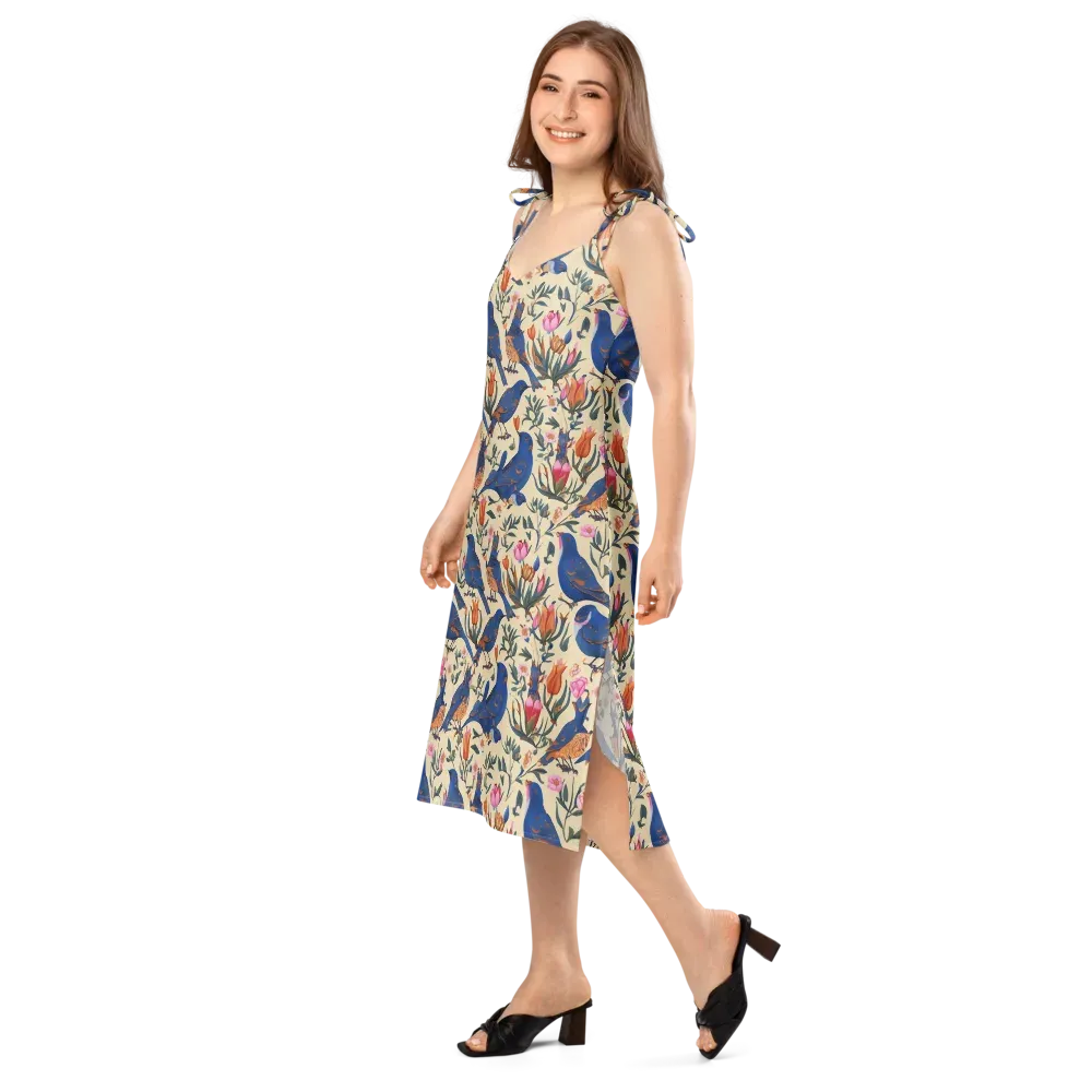 Cobalt Songbirds on Slip Dress — Left Front