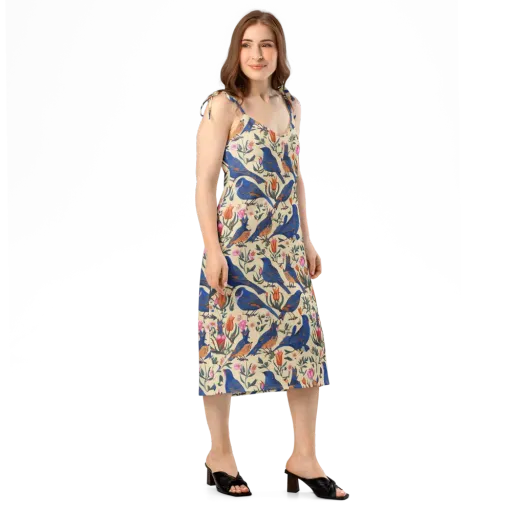 Cobalt Songbirds on a Slip Dress