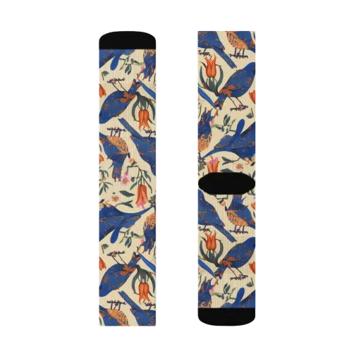 Cobalt Songbirds on a Socks