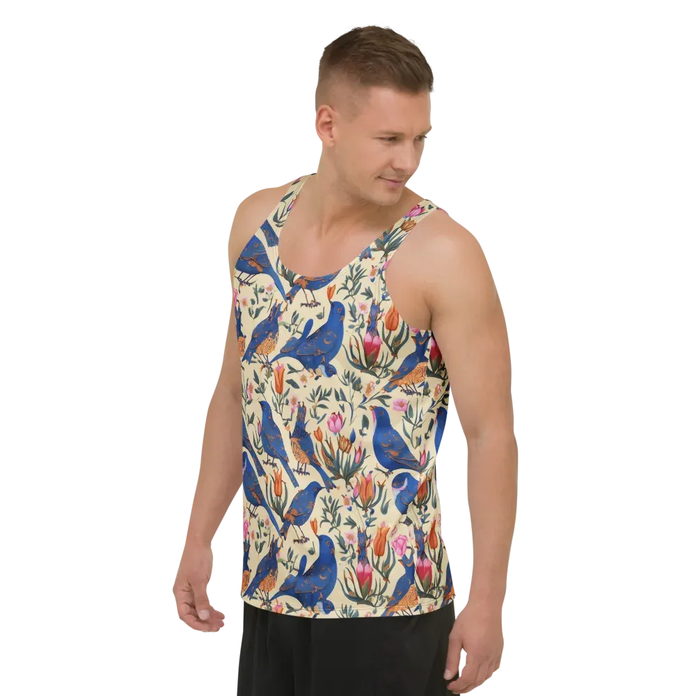 Cobalt Songbirds on Men's Tank Top — Left Front