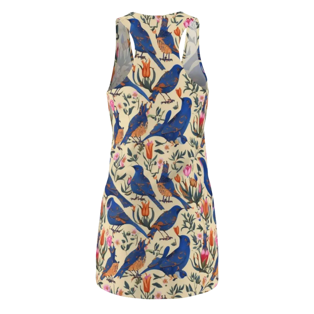 Cobalt Songbirds on Racerback Dress — Back